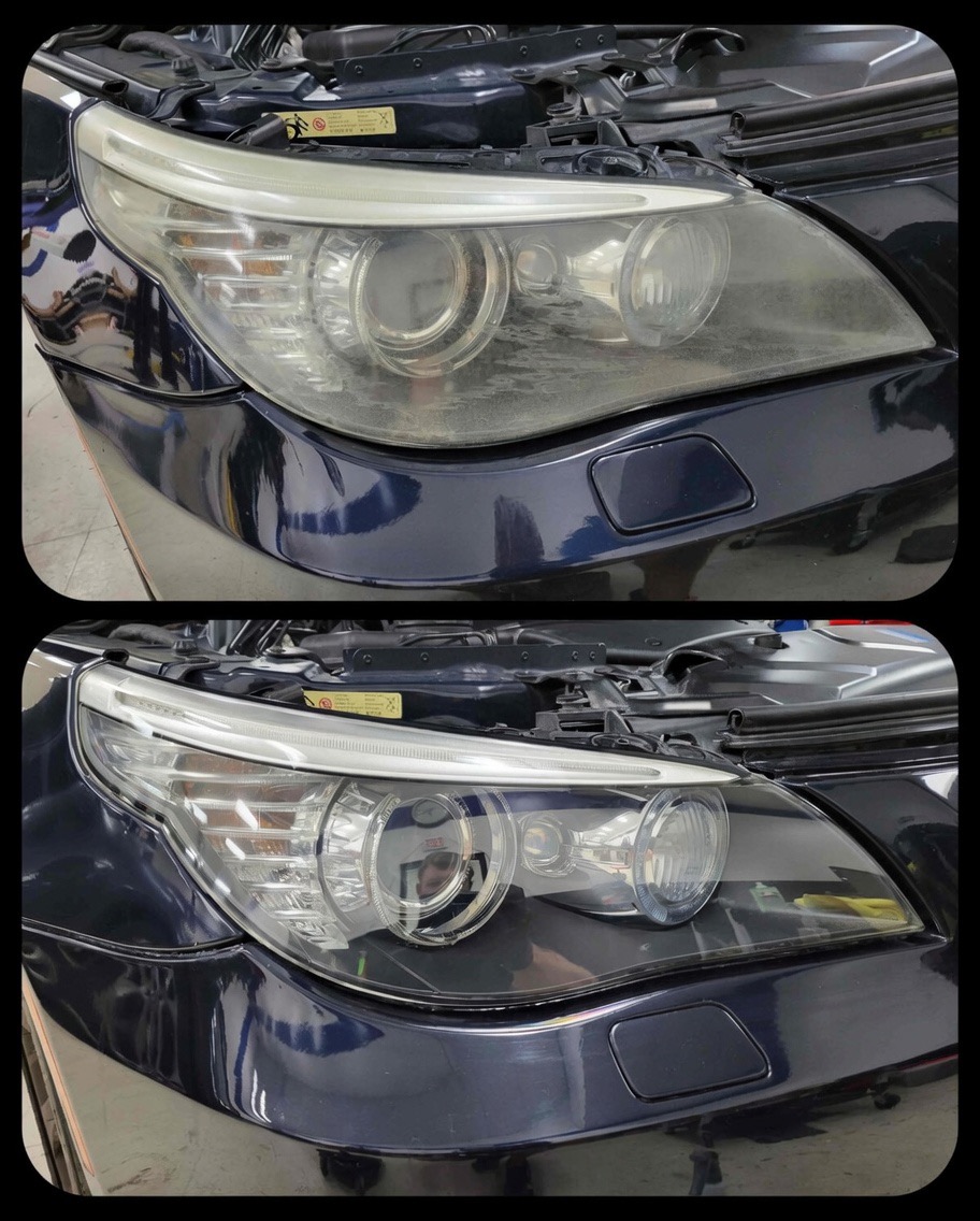 Headlight restoration example